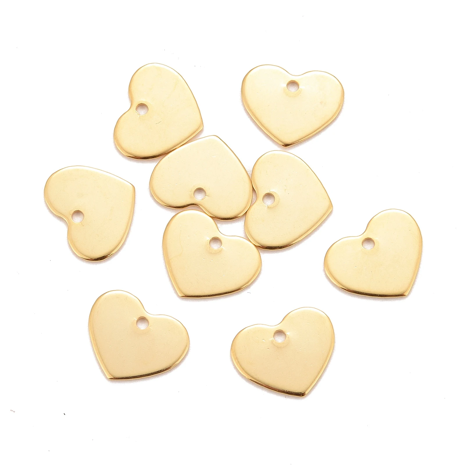 

10Pcs 201 Stainless Steel Charms Real 24K Gold Plated Stamping Blank Tag Heart Charms for DIY Jewelry Making Supplies Accessorie