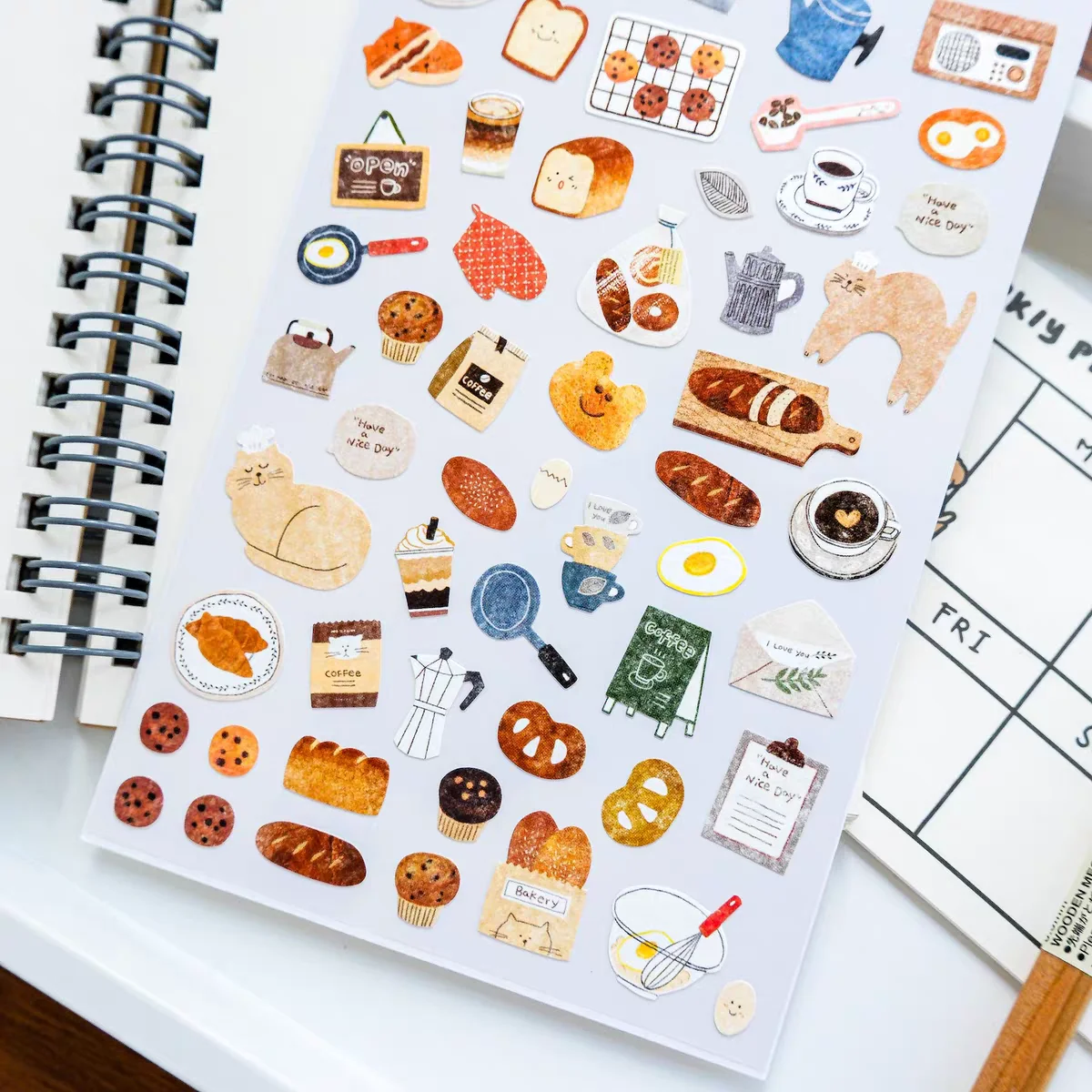 Korean BONITO Nature Life Bread House Coffee Paper Stickers Scrapbooking Diy Journal Diary Cute Stationery School Sticker Gift
