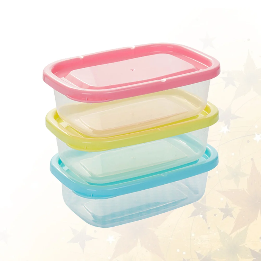 4pcs 200ml Plastic Crisper Rectangular Food Container Kitchen Sealed Box For Refrigerator Microwave Oven Leakproof