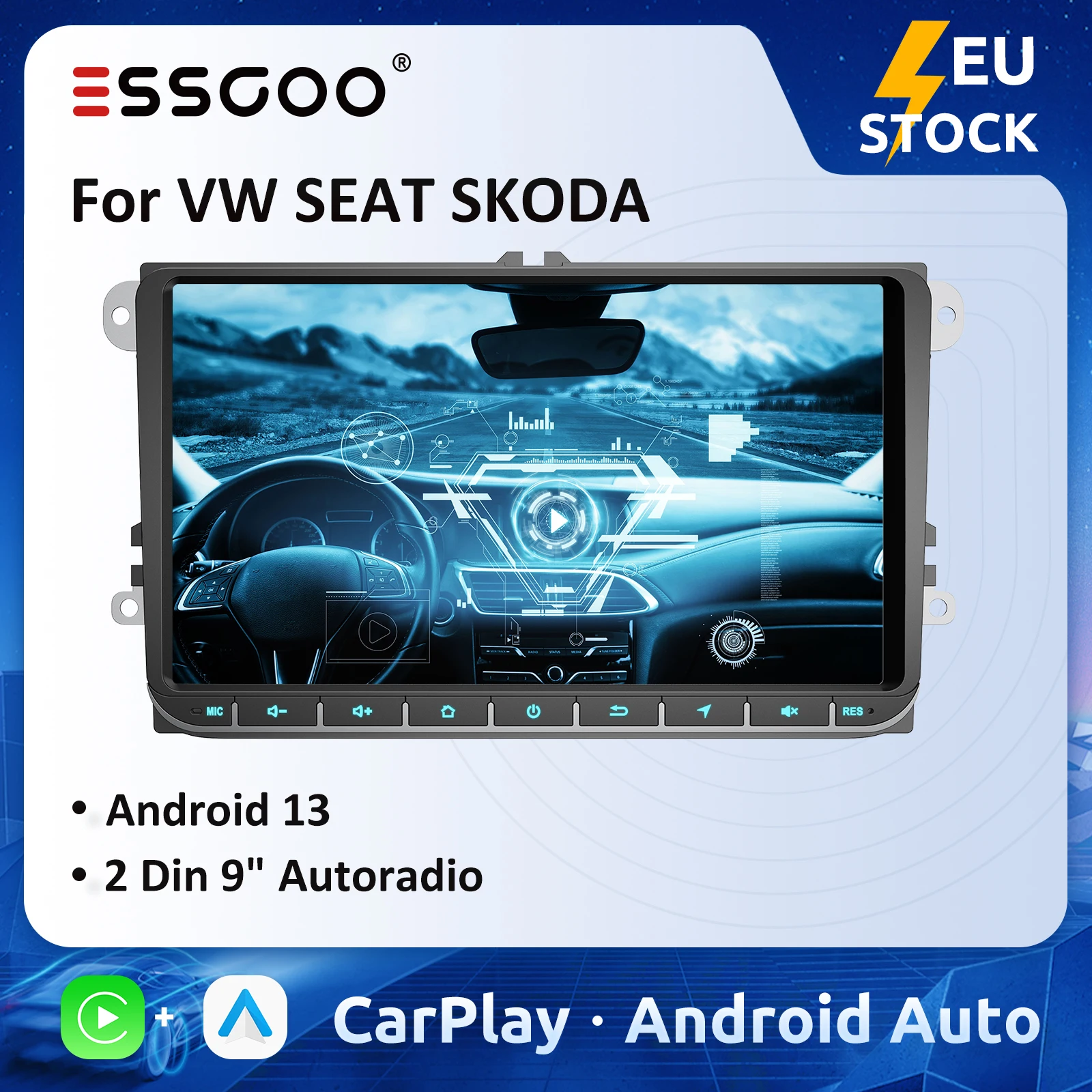 ESSGOO 9 Radio Per Volkswagen VW Golf 5 6 Passat Polo Android auto Carplay Auto Stereo GPS RDS Automotive Lettore Multimediale