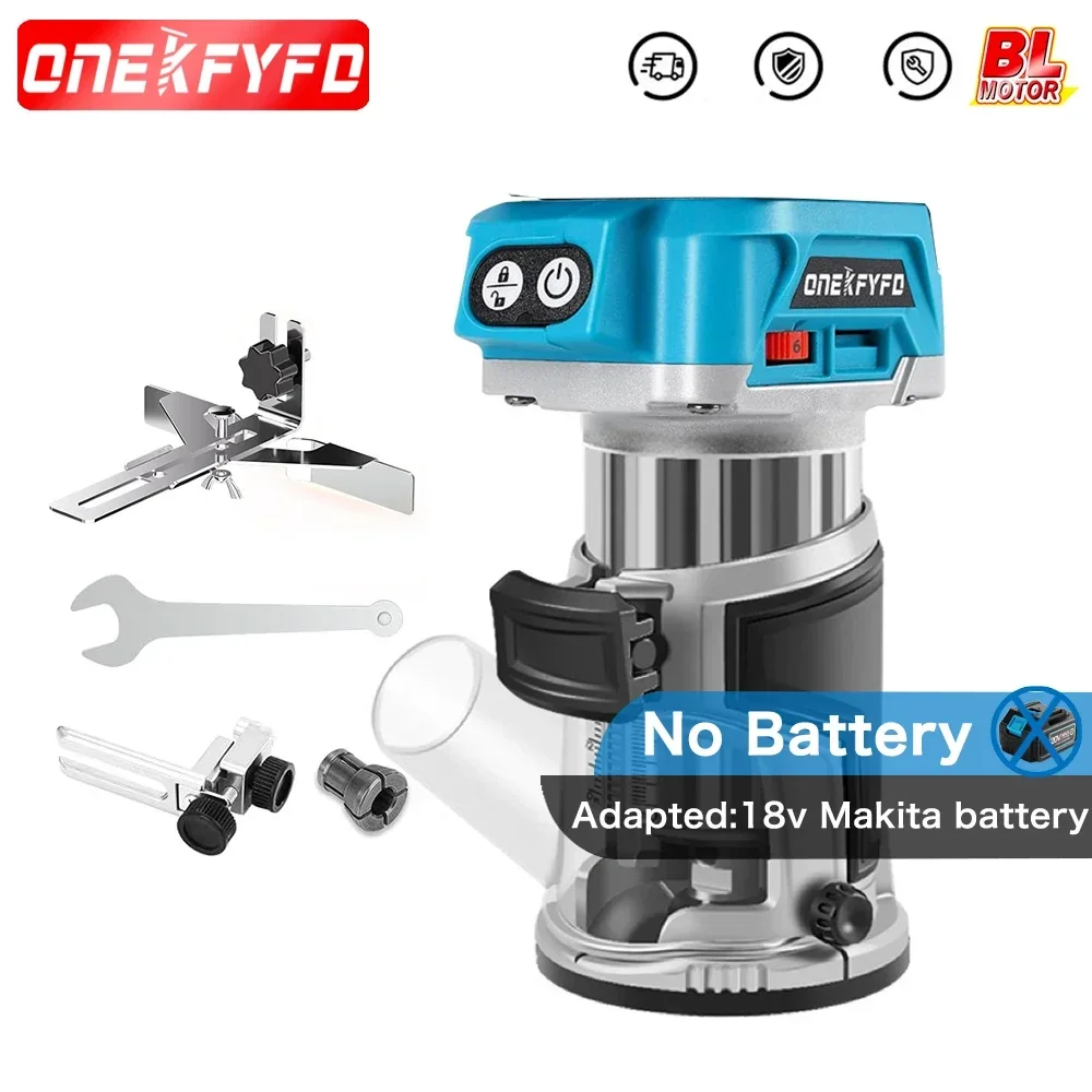 Brushless 6 Speeds Electric Trimmer Aluminum Alloy Base Cordless Wood Router Woodworking Engraving Slotting for Makita Battery