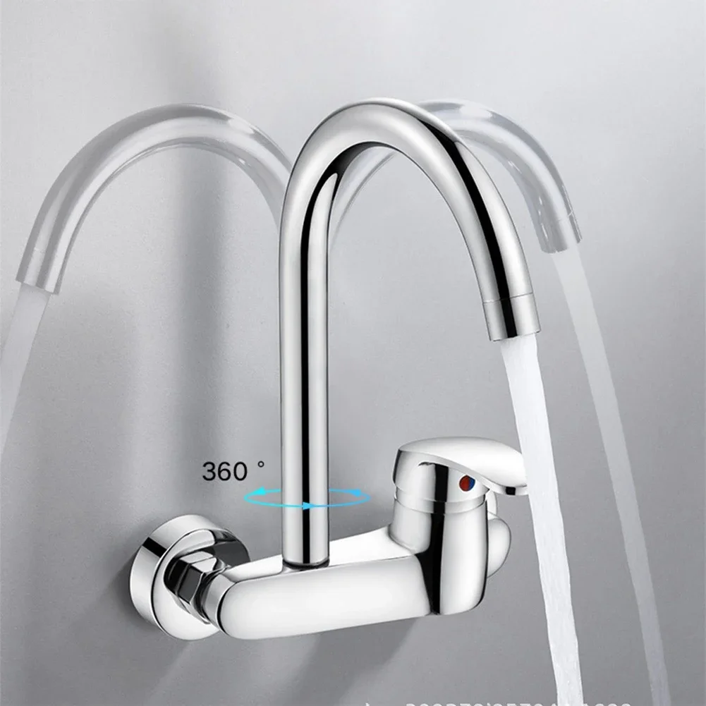 1pc Brass Kitchen Wall Mounted Cold Hot Water Faucet Sink Basin Mixer Tap Single Handles Balconies Mop Basins Mixer Valve Faucet