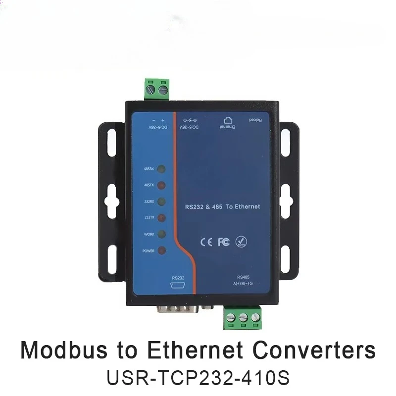 USR-TCP232-410s Serial Device Server, ModBus RTU to Ethernet Converter, RS232/RS485 to TCP/IP Module with DHCP
