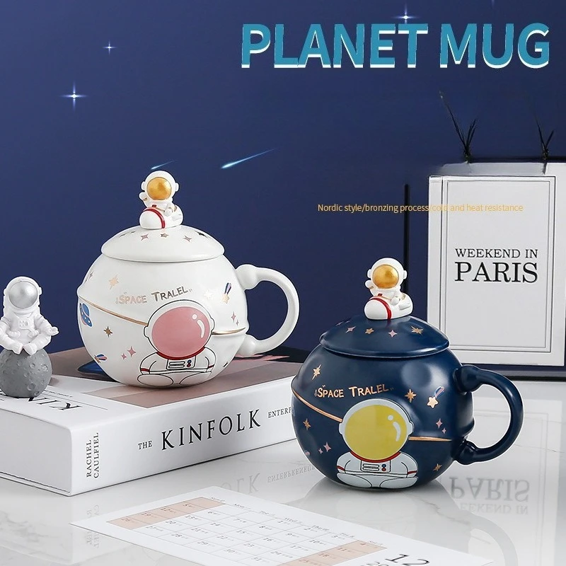 Creative Space Astronaut Large Capacity Ceramic Mug Gift Box Simple Water Cup Planet Mug