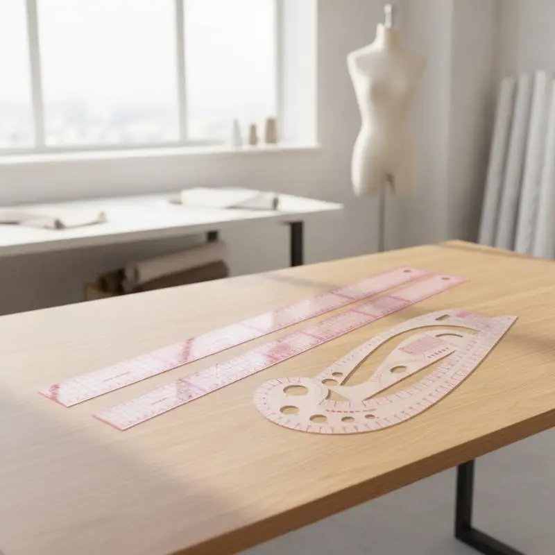 6-Piece Clear French Curve Ruler Set Flexible Measuring Templates for Home Dress Alteration Sewing Dressmaking