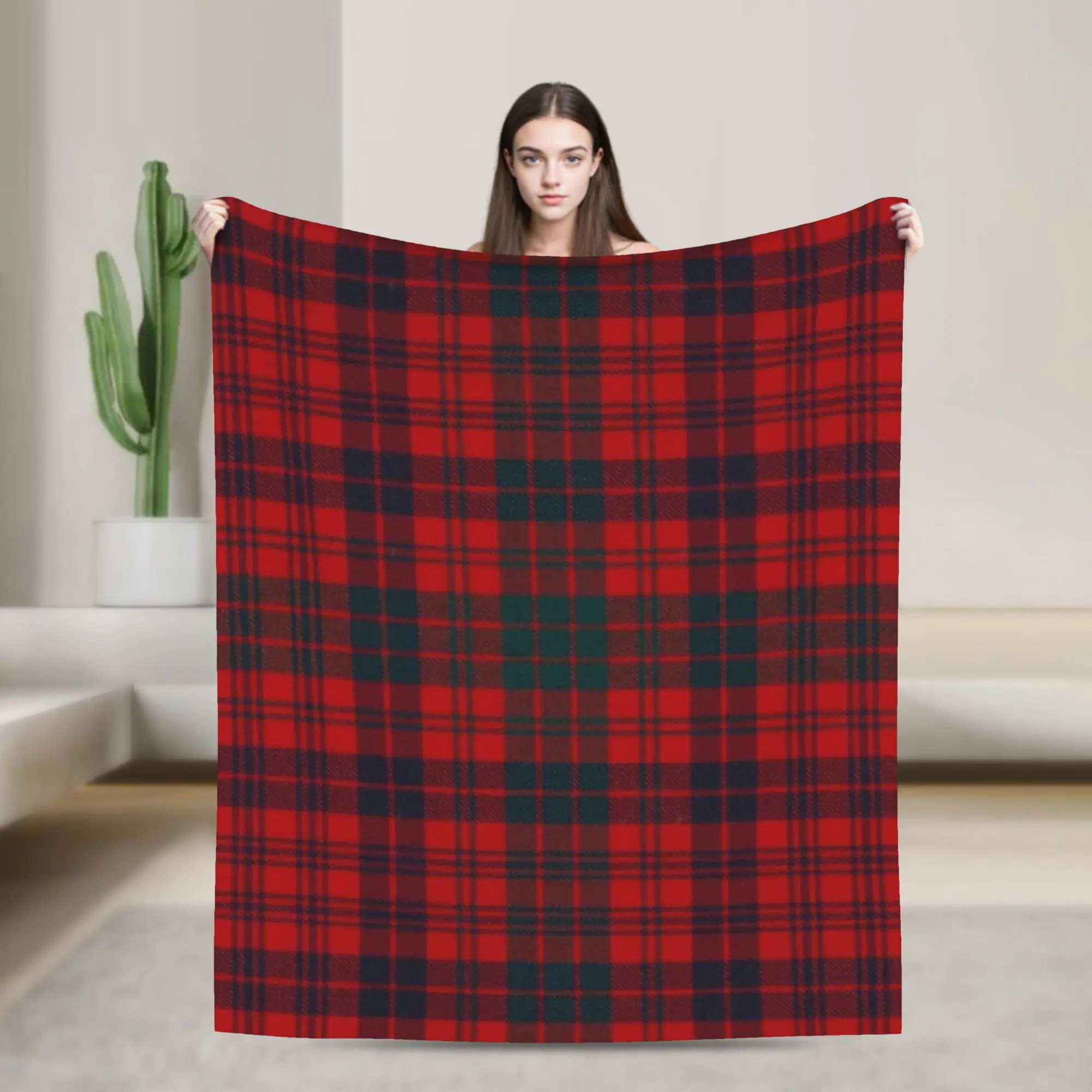Christmas Ross Red Scottish Tartan Blanket Quality Warm  Bedding Throws Spring Children Living Room Novelty Bedspread