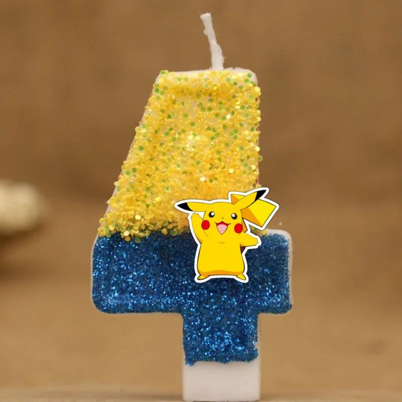 Pikachu Kaars Taart Anime Figuur Pikachu Nummer 0-9 Verjaardagstaart Kaars Kids Baby Douche Taart Topper Decoratie Benodigdheden
