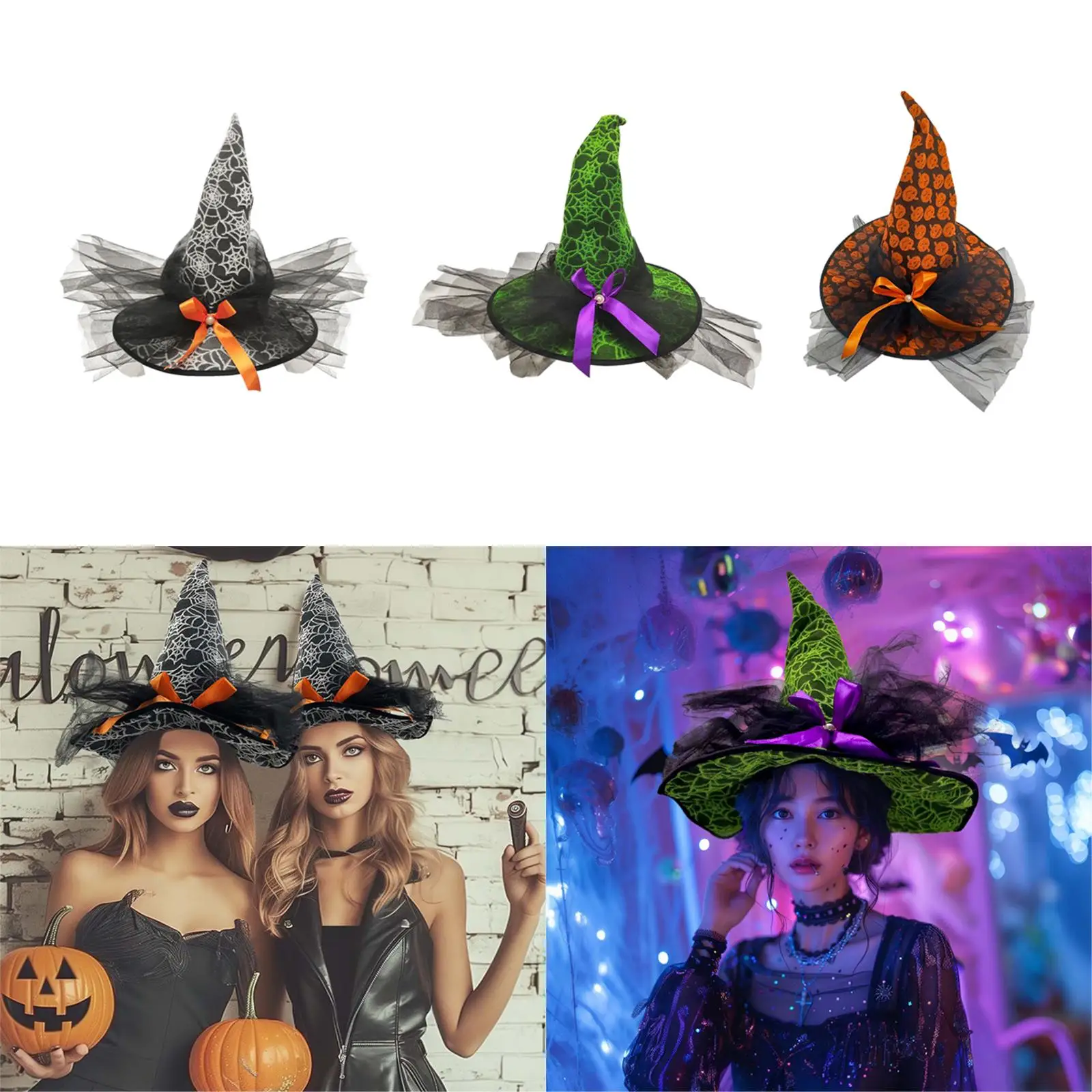 Halloween heksenhoed modern voor volwassenen puntige pet voor maskerade carnaval vakantie