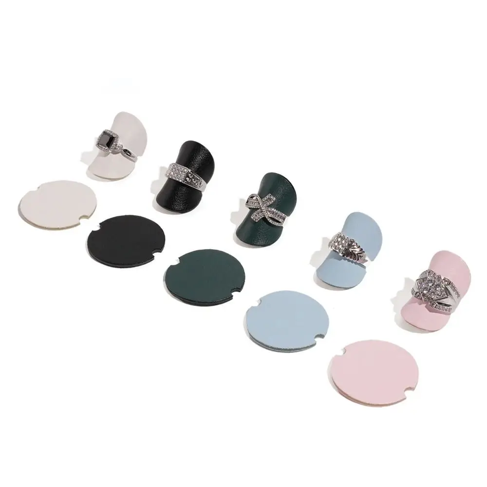 

5PCS Mini PU Rings Display Pads Multifunctional Simple Earrings Display Rack Organizer Round Earrings PU Card Holder Gift