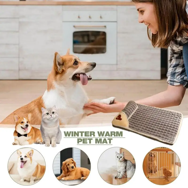 

Warm Dog Mat Sleeping Winter Floor Mat Washable Pet Soft Cage Mat Sleeping Pad Kennel Cozy Kittens Puppies Large Dog Accessories