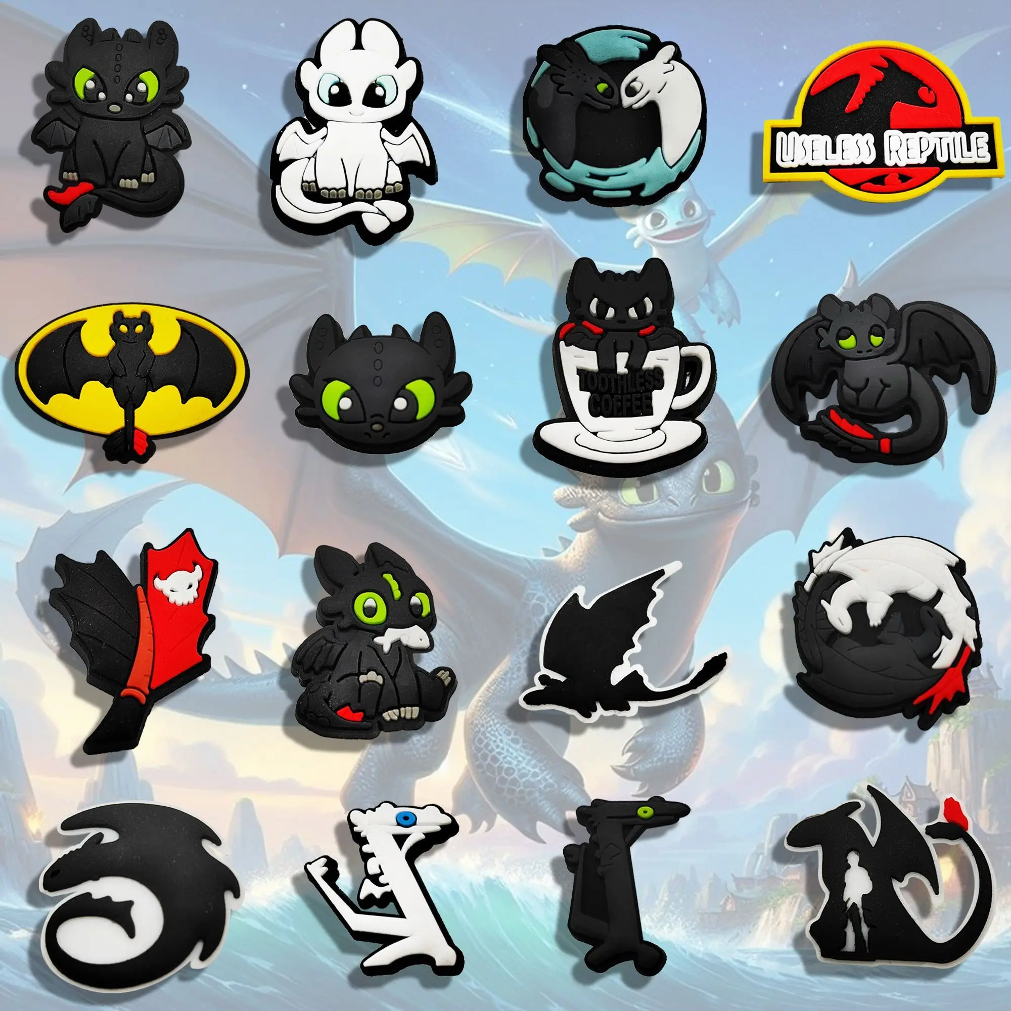 5-10pcs Cartoon Toothless Baby Clog Accessories Decorative DIY Parts Detachable Shoe Top Fun Novel Decorations view 3