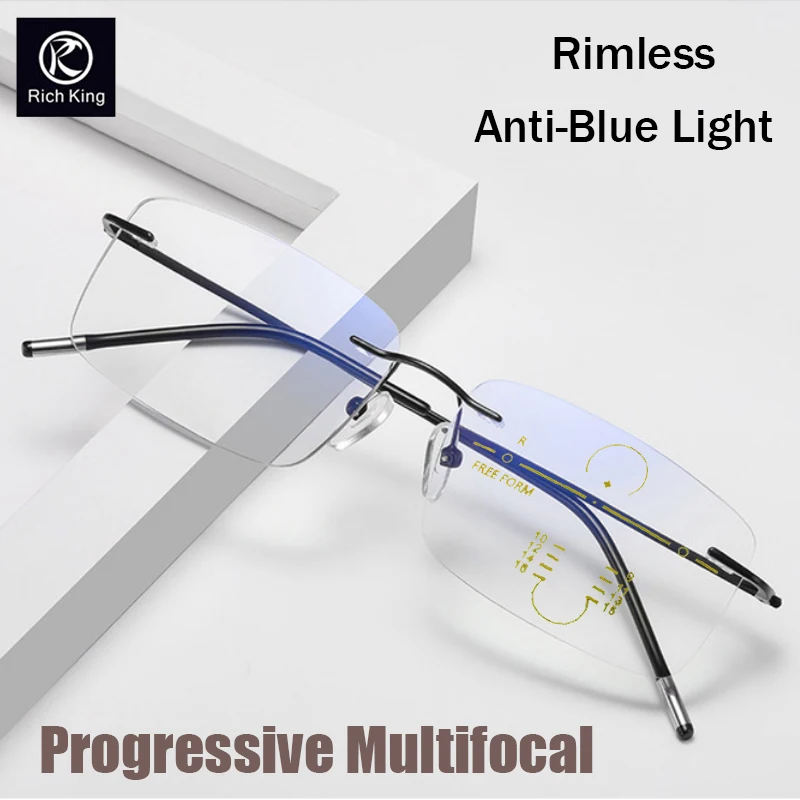 

Near-far dual-purpose Ultralight multi-focus Progressive Reading Glasses Men Women Anti-Blue Ray Frameless Hyperopia Spectacles