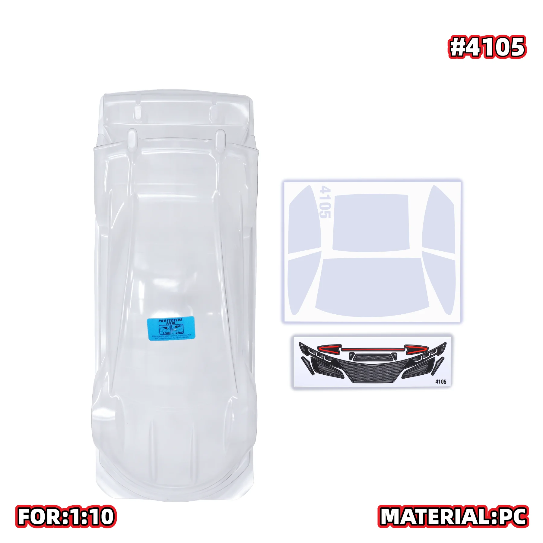 253mm Wheelbase Body Shell PC With Decorative Decals Rear Wing For 1/10 RC On Road Touring Street Drift Car AVALON 4105 Chassis