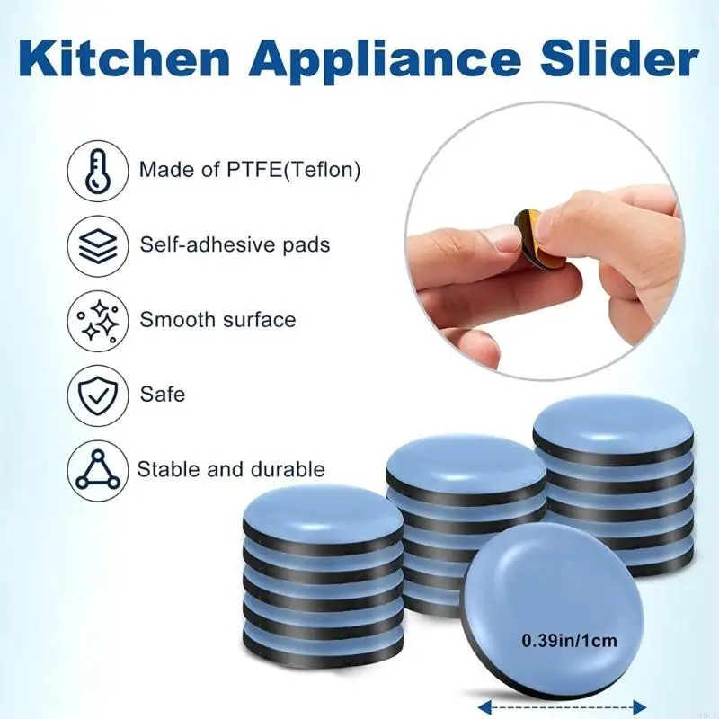 M6CB Set of 20 Furniture Leg Sliders Kitchen Appliance Sliders Adhesive Sliding Pads
