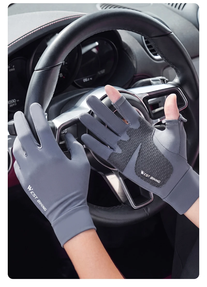 WEST BIKING Herren Fahrradhandschuhe mit rutschfester Silikonhandfläche, UPF50+, atmungsaktiv, Sommer-Flip-Finger-Touchscreen-Fahrradausrüstung – Detail 20