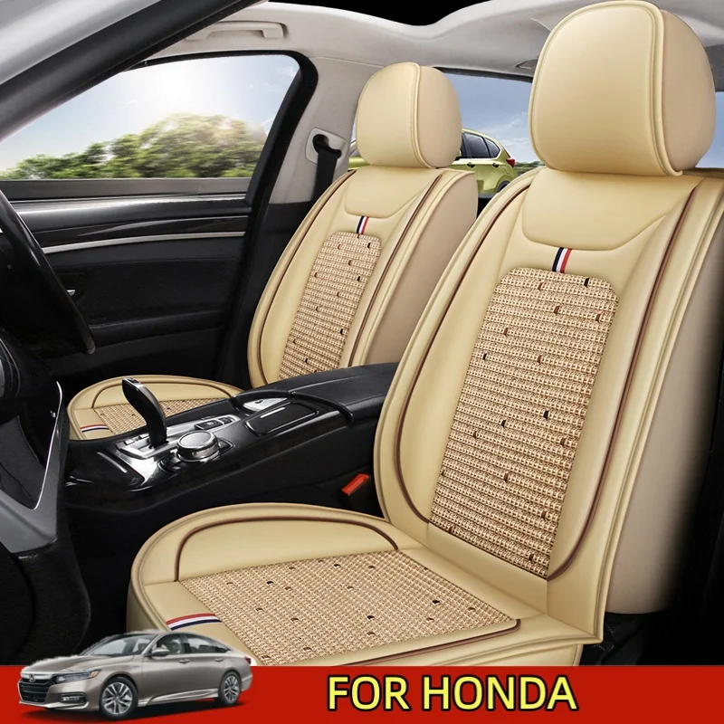 

Чехол для автомобильного сиденья HONDA с дышащей искусственной кожей из ледяного шелка, защитный чехол для автомобильного сиденья на все сезоны