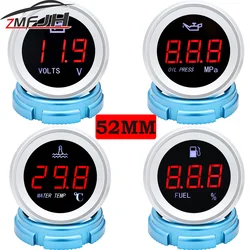 52mm Water Temperature Gauge Car Digital Meter LED Display Fuel Level Gauge Voltmeter Oil Pressure Gauge with Alarm Function