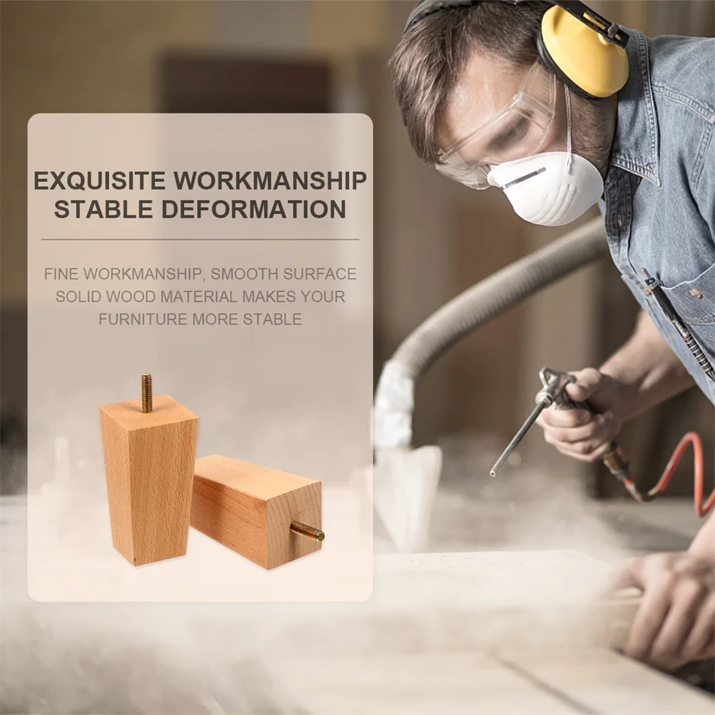 

4Pcs Solid Wood Furniture Legs High Load Capacity Replacement Sofa Chair Coffee Table Legs Cabinet Bed Support Feet