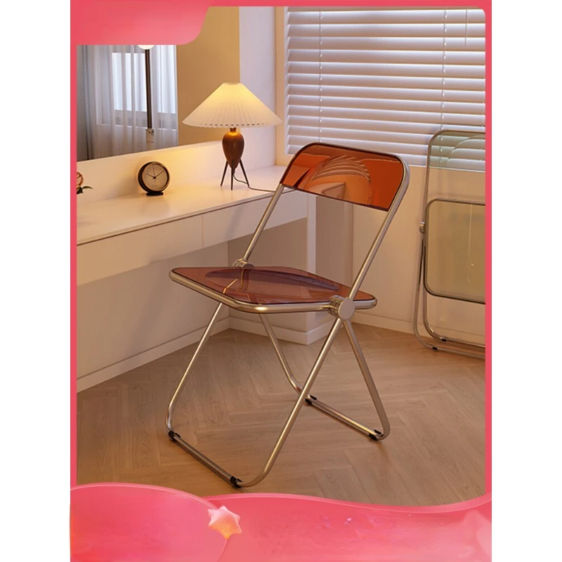 Home Transparent Chair Acrylic Fashion Network Red Makeup Chair Photography Chair Simple Portable Dining Chair Folding Chair