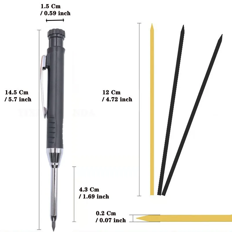 1pc 2.8mm Solid Carpenter Mechanical Pencil with Sharpener for Woodworking Construction Long Head Carpenter Pencil Stationery