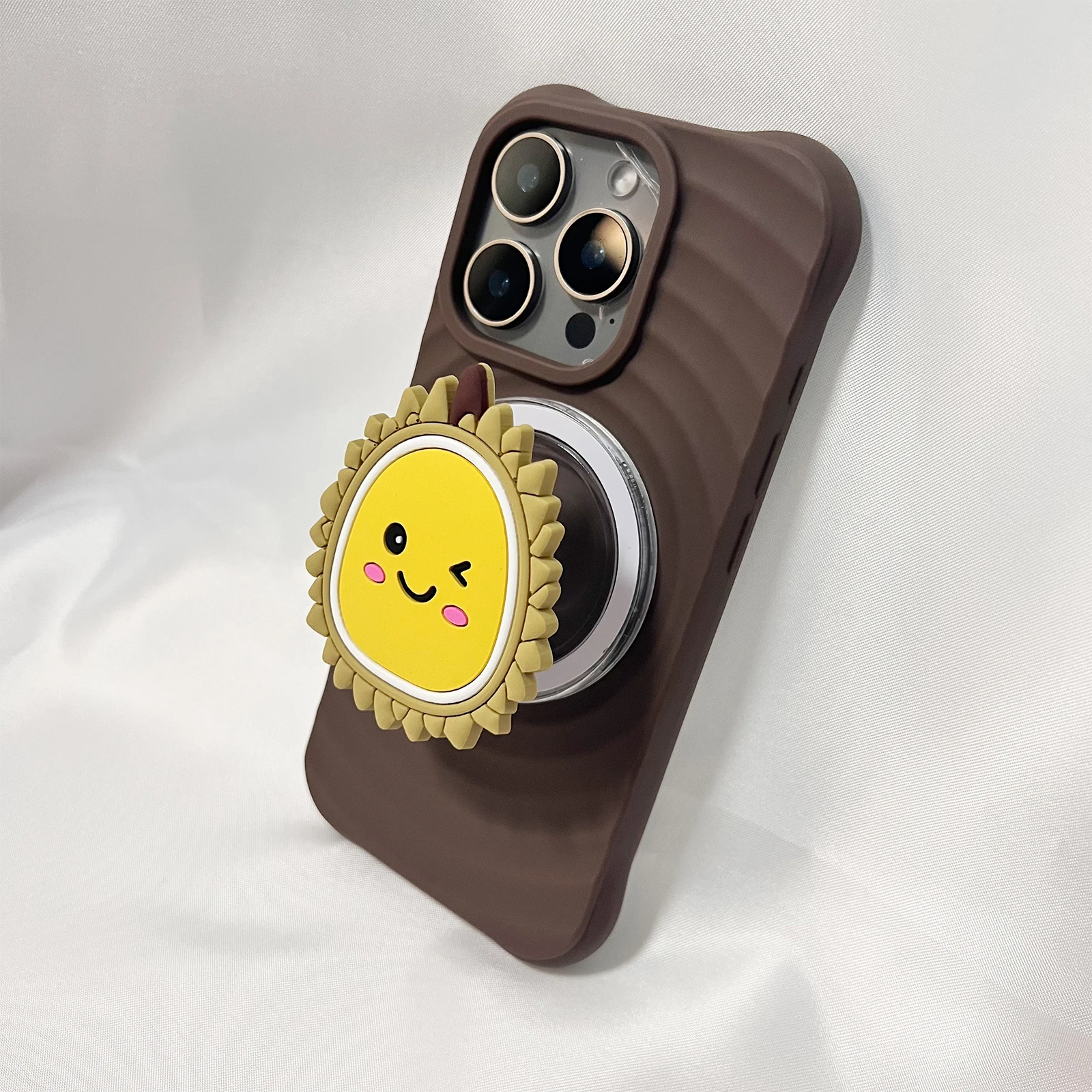 ที่วางโทรศัพท์มือถือรูปทุเรียนน่ารัก นุ่มนิ่ม ดีไซน์ซุกซน ใช้เป็นขาตั้งโทรศัพท์ได้ รองรับ iPhone 17 iPhone 16Pro Max Samsung ของขวัญสำหรับสาวๆ