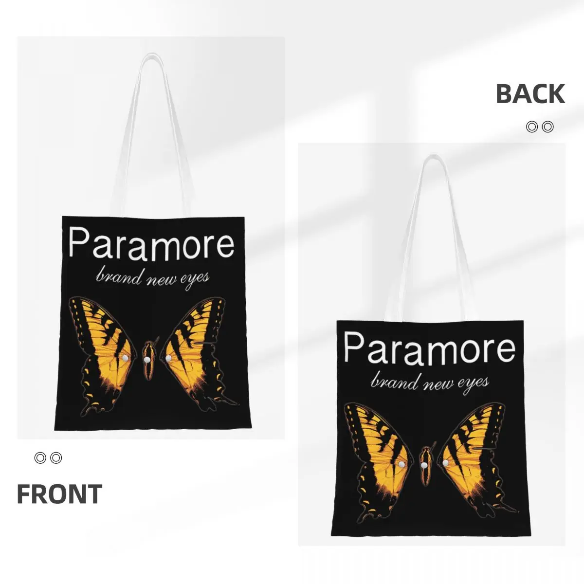 Paramore Butterfly Logo Tote Bags Women Handbag Canvas Student Connor Wilson Shoulder Bag Printed Grocery Bag