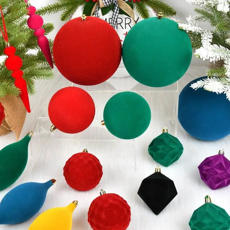 

Christmas Decorative Flocking Balls PVC Hanging Ornaments Christmas Tree Scene Arrangement Atmosphere Gourd Pendants