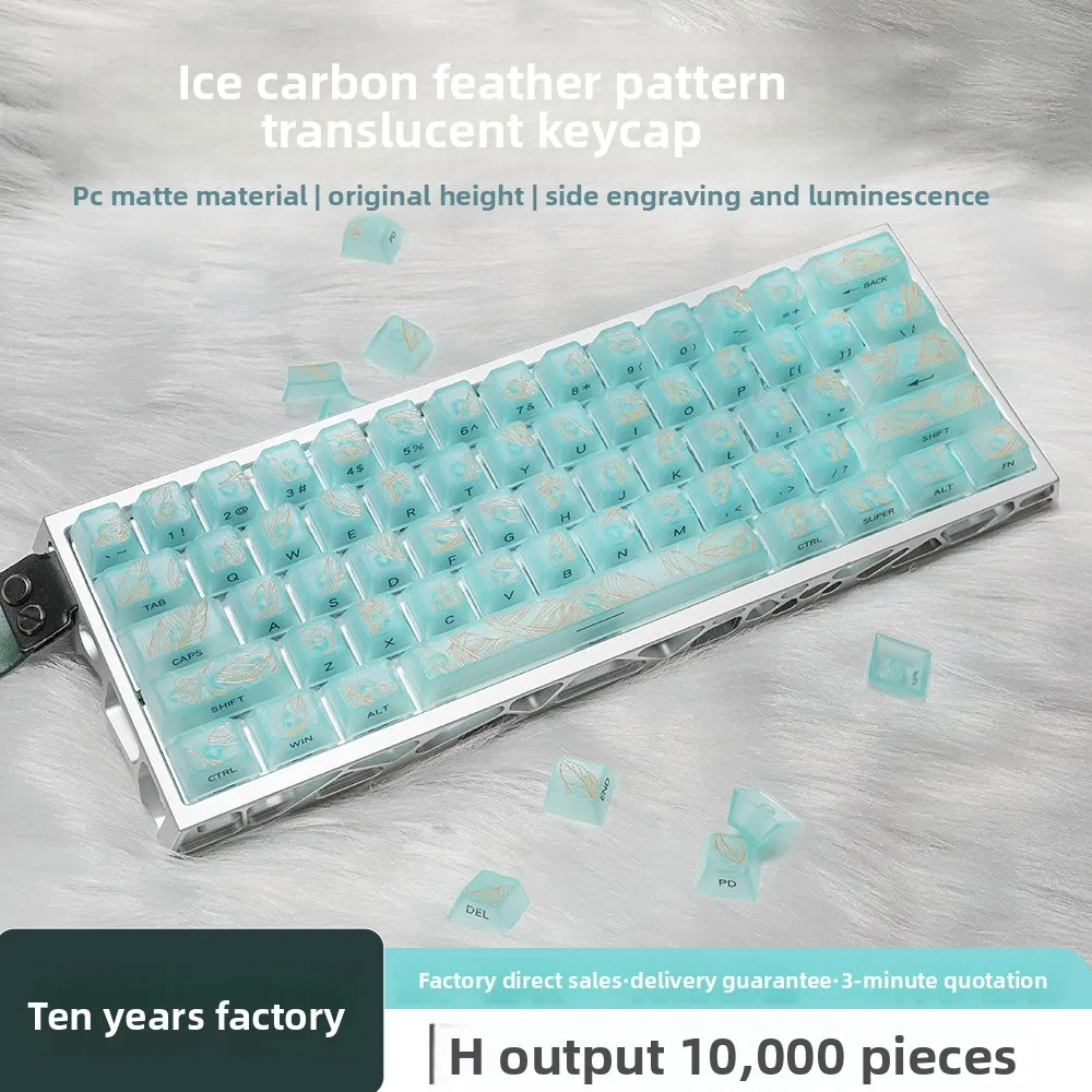 Key Carbon Fiber Jelly Pc Keycaps Set Original Height Transparent Backlit Below Mechanical Keyboards Puller