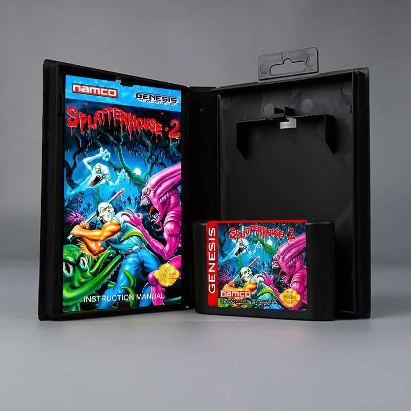 

Splatterhouse 2 USA or EUR cover 16bit MD game card with box with manual for Sega Genesis Megadrive console