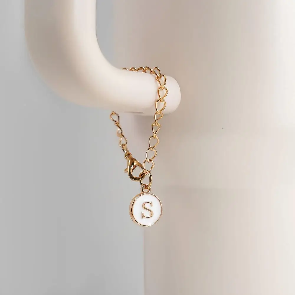 

White/Black Letter Charm for Cup Initial Name Personalized Identification Letter Charm Hanging with Buckle Handle Charm Tumbler