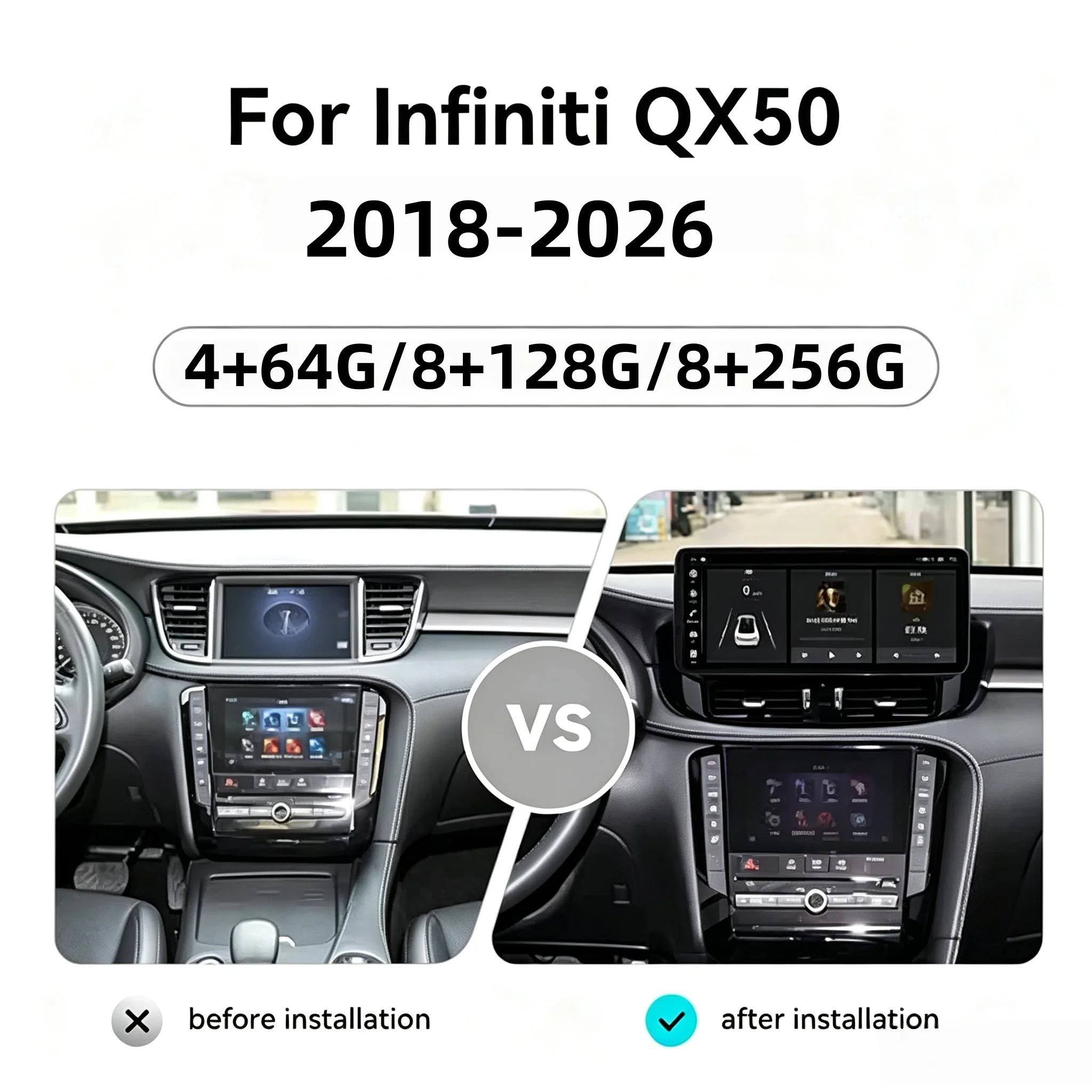 12.3 inch Android 13 For Infiniti QX50 2020-2024 Car GPS Navigation CarPlay HD Touch Screen Head Unit Multimedia Player Radio