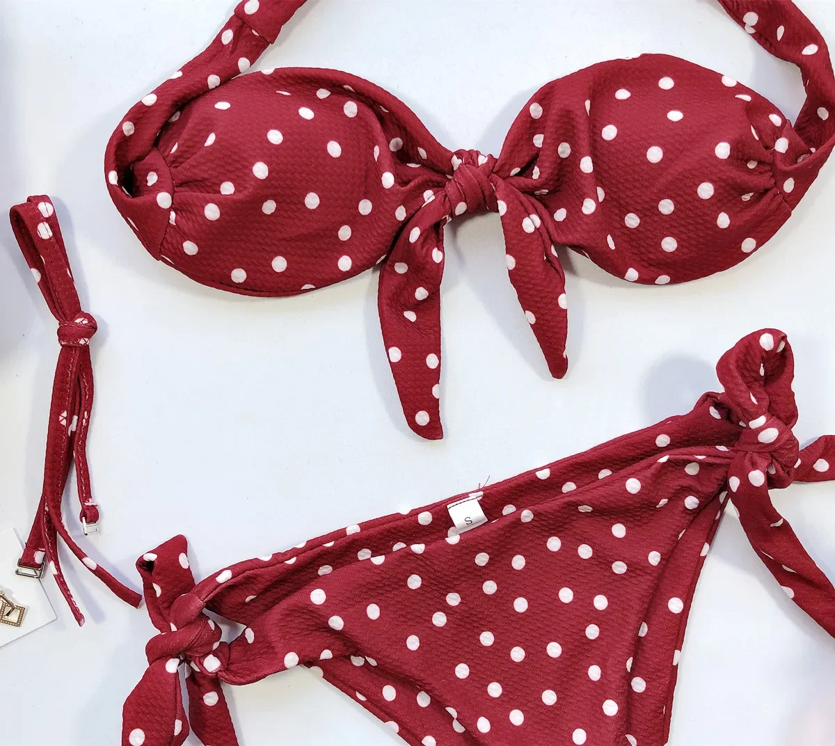 Bikini con estampado de puntos para mujer, traje de baño Sexy con abertura de cintura alta, brasileño, 2023