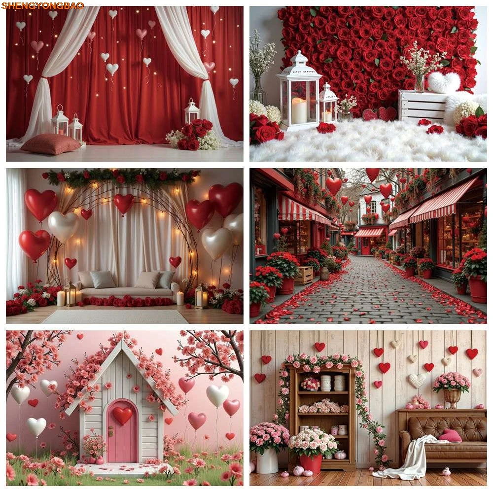 

February 14 Photography Backdrop Rose Valentine's Day Curtain Photocall Background Baby Studio Photozone Accessories