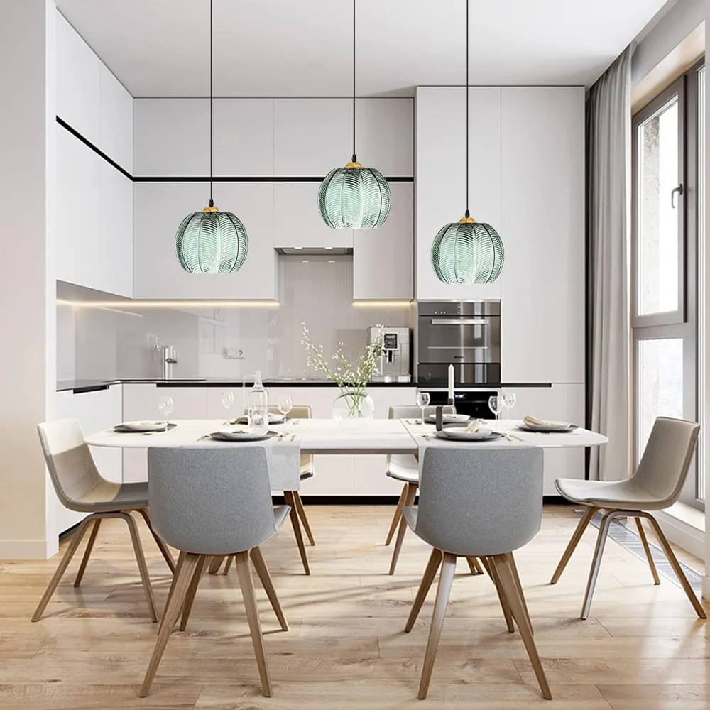 Lampe suspendue nordique en verre à motif de feuilles, luminaire décoratif d'intérieur rétro pour chambre à coucher, salon, cuisine, île