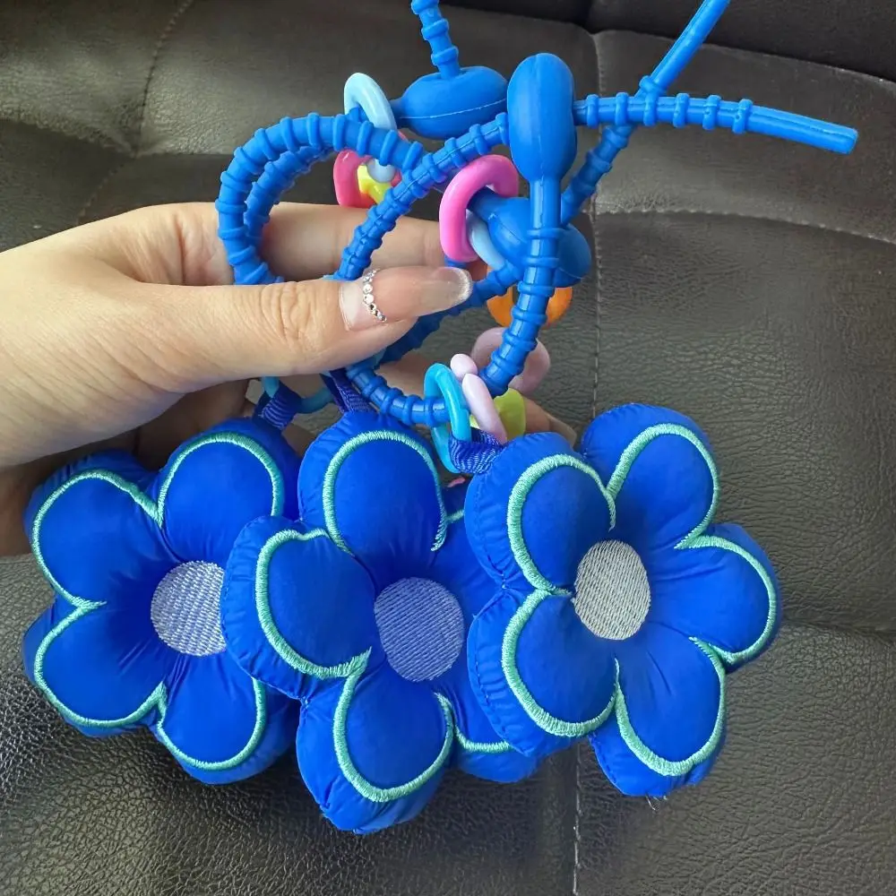 

Soft Dopamine Flower Bag Pendant Cloth Acrylic Chain Fresh Backpack Decoration Bag Charms Stuffed Floral Lanyard Gift