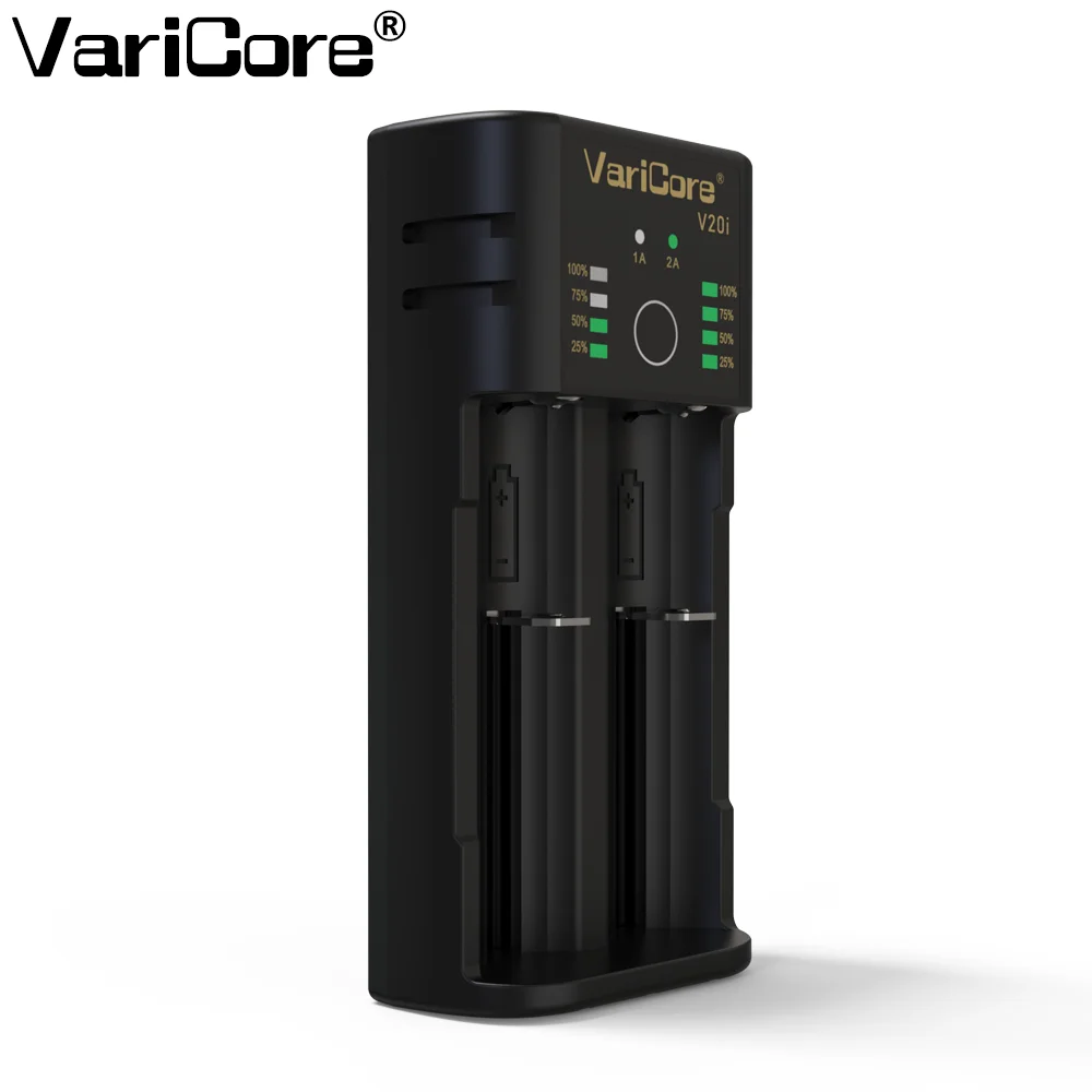 VariCore-V20i- شاحن بطارية ذكي لـ 18650/21700/AA/AAA - مؤشر LED USB TYPE-C 3.7V Li-ion 1.2V Ni-MH Ni-Cd كشف تلقائي