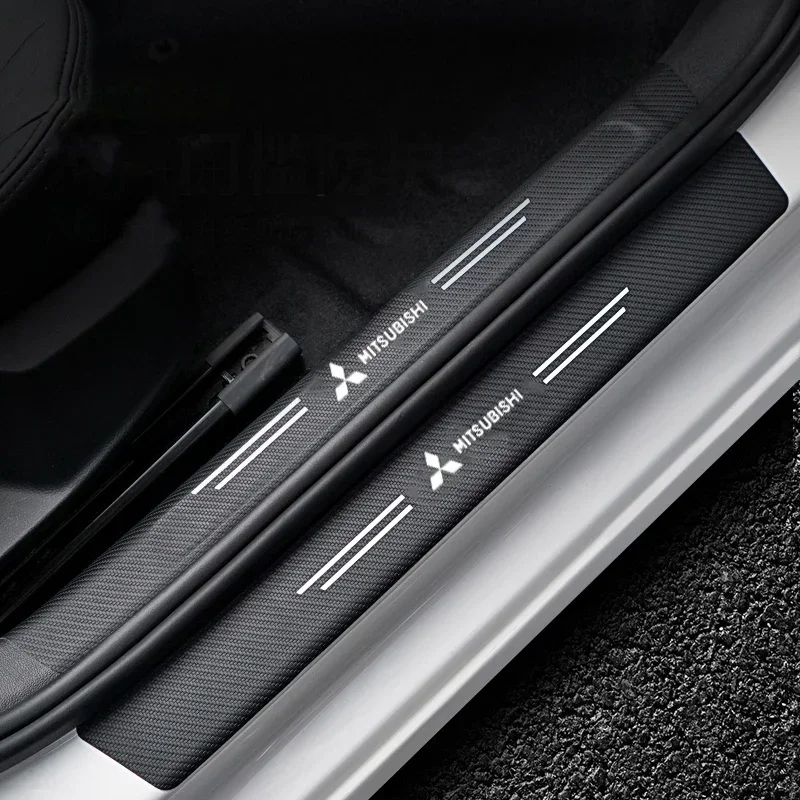 Luminous Car Door Threshold Bumper Carbon Fiber Sticker for Mitsubishi Lancer 9 10 ASX L200 Colt Pajero Outlander Eclipse Mirage