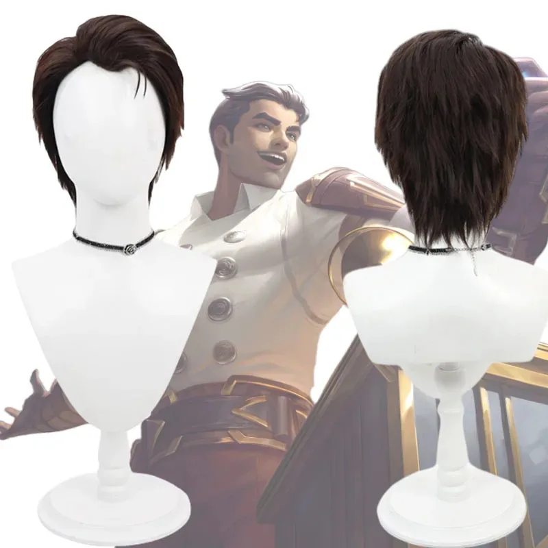 

Game LOL Arcane Jayce Talis Cosplay Wig Short Dark Brown Synthetic Hair Heat Resistant Halloween Carnival Role Play