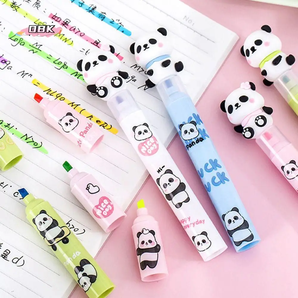 

Cute Panda Highlighter Pen Creative Colorful Fluorescent Pen 3 Layer Splicing Multifunction Marker Pen Student