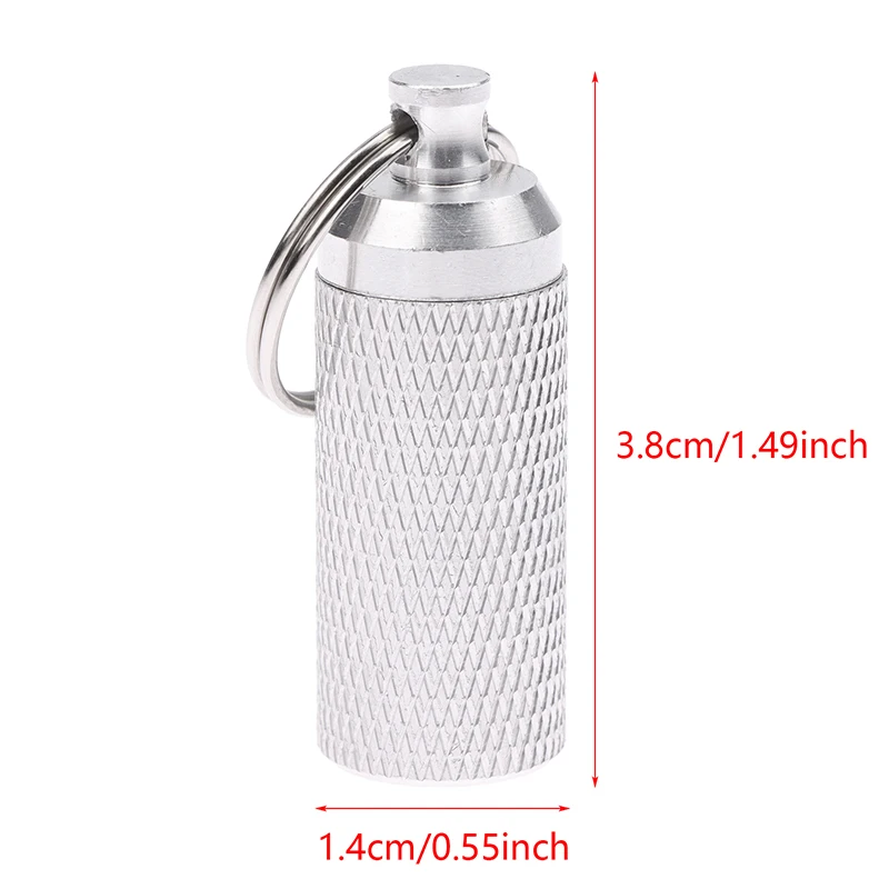 1PC Aluminum Alloy Waterproof Pill Shaped Box Bottle Holder Container Keychain Medicine Box Pill Box Key Holder