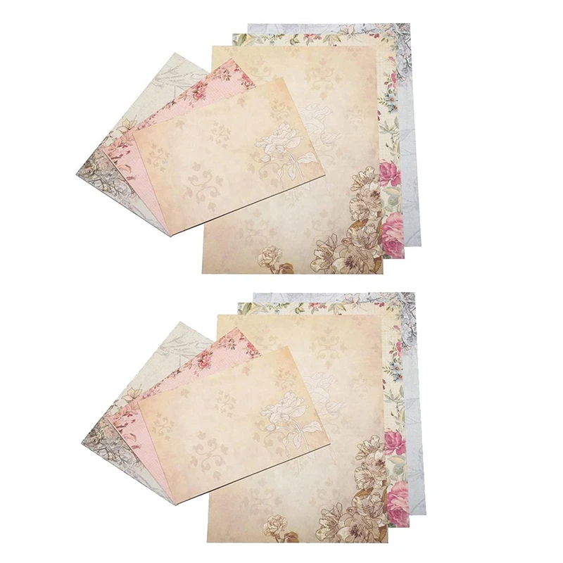 60Pcs Vintage Stationery Floral Writting Paper Matching Envelopes Sets For Handwriting Letters, Assorted Colors