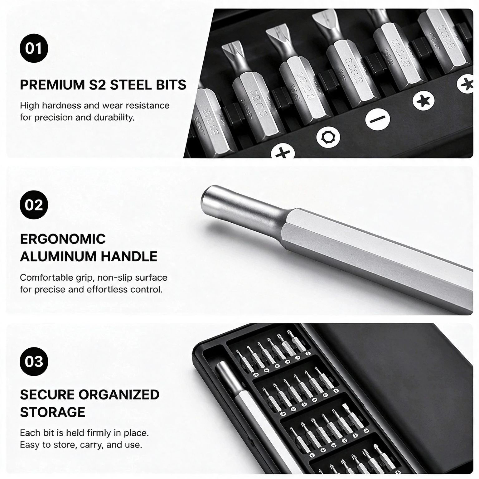 26 in 1 Precision Screwdriver Set S2 Steel Bits Aluminum Handle with Slot Pin for Phone Computer Digital Device Repair Tool Kit