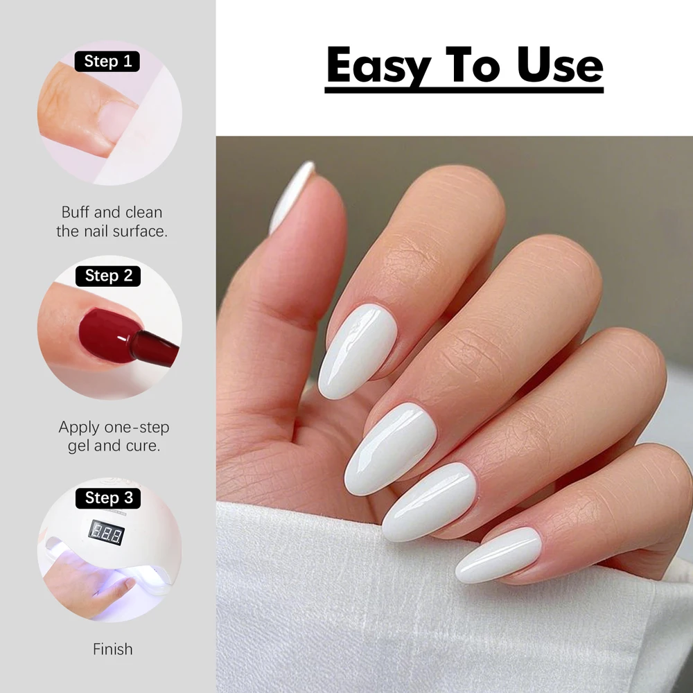 FZANEST Salon Perfect White One Step Gel Remover 3 in 1 Gel System Easy Application Nails Base and Top Coat Nail Art