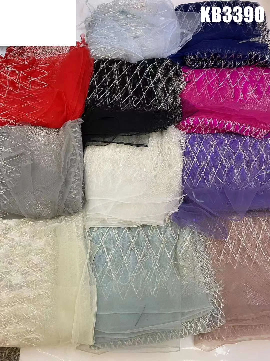 

African White Feather Lace Fabric 2024 High Quality Beads Lace Fabric Nigerian Sequin Tulle Lace Fabric for Wedding Dress KB3390