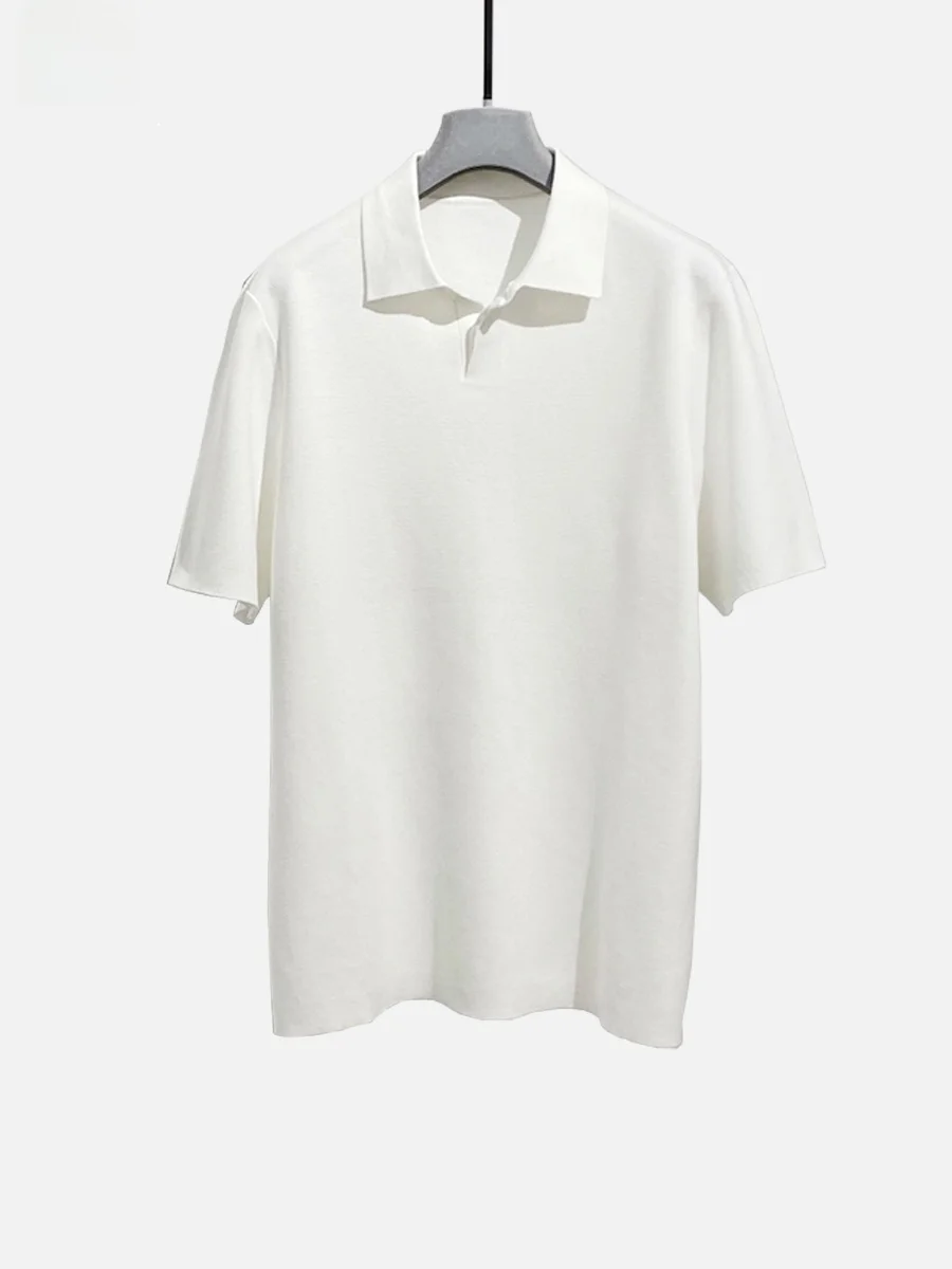 

Мужская повседневная хлопковая рубашка в стиле бизнес-кэжуал, простая, для города, чисто белая, трикотажная, с коротким рукавом, весна-лето