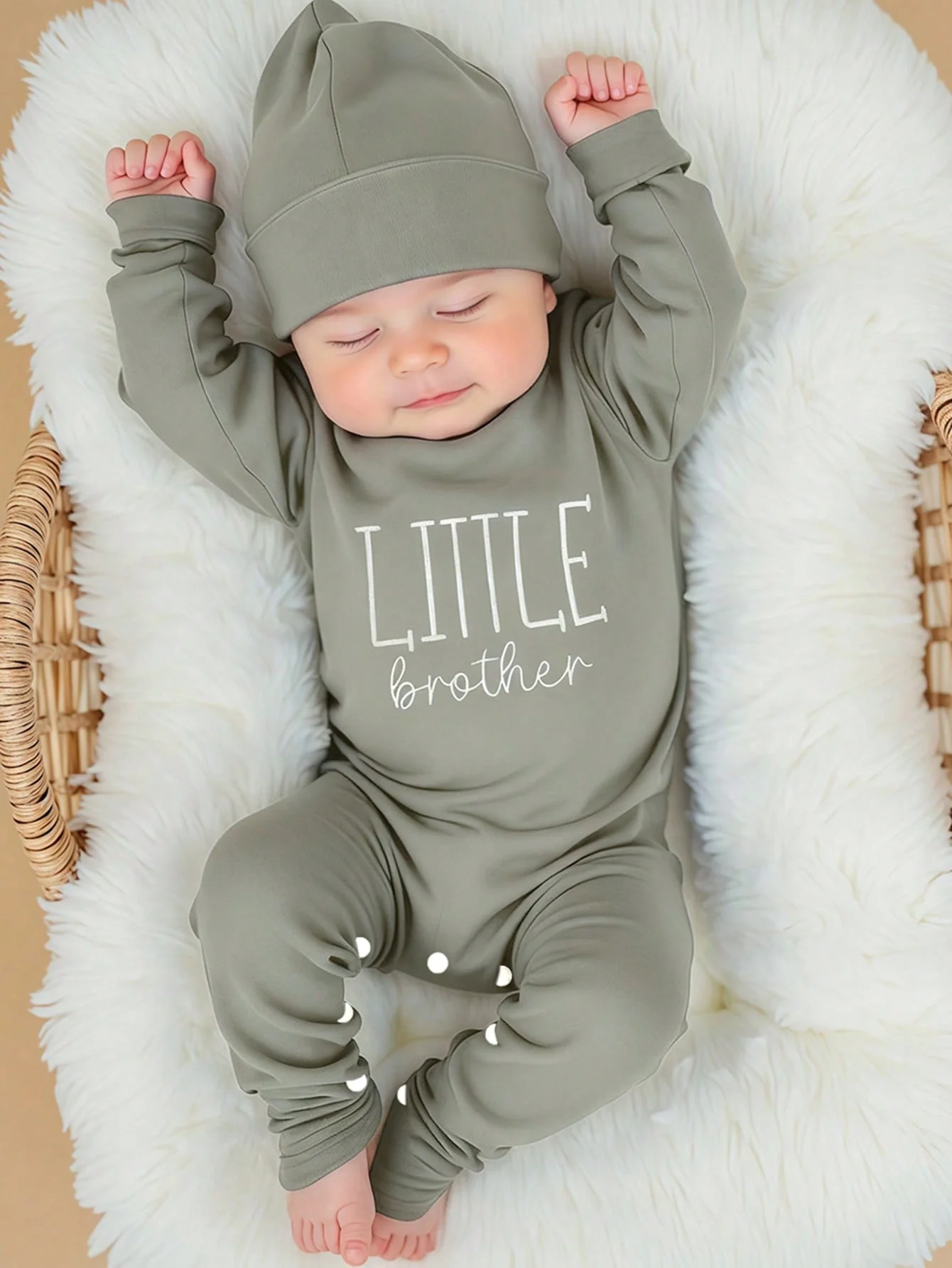 Ylsteed Newborn Photography Bodysuit Toddler Baby With Button Long Sleeves Romper Letter Print Jumpsui +Hat Daily Wear-HD