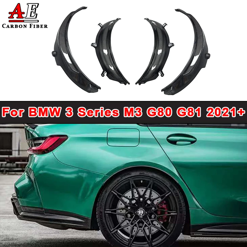 Para BMW Serie 3 M3 G80 G81 2021 + cubiertas de guardabarros de rueda de coche de fibra de carbono seca Spats laterales Kit de carrocería embellecedor de arco de rueda