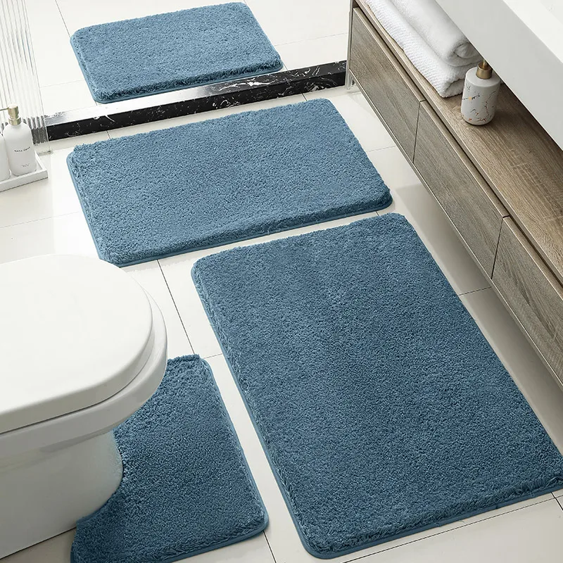 

4Pcs Solid Color Classic Bath Mats Home Floor Mat U-Shaped Closestool Floor Mat Hotel Bathroom Non Slip Rug Toilet Door Mat