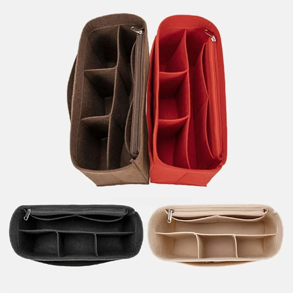 Felt Insert Bag Large Capacity with Zipper Handbag Organizer Multi-Pocket Storage Bag for LV Speedy25/30/35/Gentlewoman