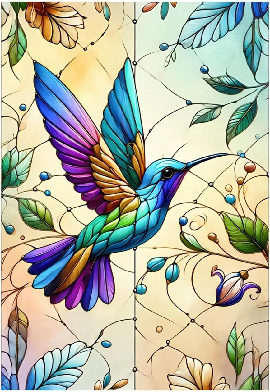 Spring Garden Flag Hummingbird Garden Flag Double Sided 12x18 Inch Welcome Spring Hummingbird Retro Glass Style Garden Flag  yyi
